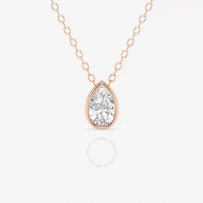Brilliant Diamond 0.50 Cttw 14kt Rose Gold Bezel Setting Pear-cut Lab Grown Diamond Pendant Necklace In White