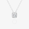 BRILLIANT DIAMOND BRILLIANT DIAMOND 0.50 CTTW 14KT WHITE GOLD BEZEL SETTING CUSHION-CUT LAB GROWN DIAMOND PENDANT NECK