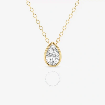 Brilliant Diamond 0.50 Cttw 14kt Yellow Gold Bezel Setting Pear-cut Lab Grown Diamond Pendant Neckla In White