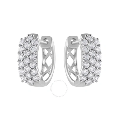 Brilliant Diamond 0.50 Cttw Multi-row Round-cut Lab Grown Diamond Hoop Earrings For Women In 14kt Wh In White