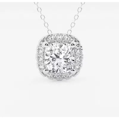 Brilliant Diamond 0.30 Carat 14k White Gold Cushion Cut Lab Grown Diamond 18" Pendant Necklace For W