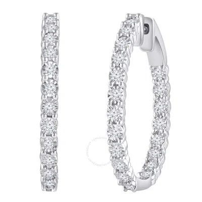 Brilliant Diamond 0.5 Carat Round Cut Lab Grown Diamond Hoop Earrings For Women | Sterling Silver Wi