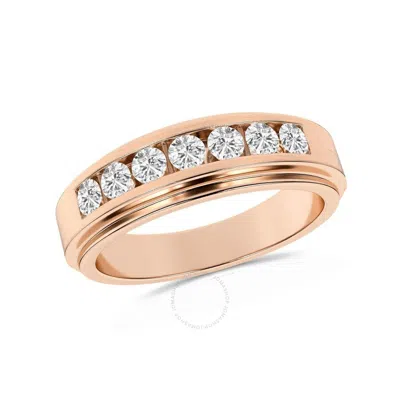 Brilliant Diamond 0.50 Carat 14k Rose Gold Ring For Men  Round Lab Grown Diamond  7-stone Men's Wedd