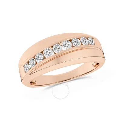 Brilliant Diamond 0.50 Carat 14k Rose Gold Solitare Ring For Men  Round Lab Grown Diamond  9-stone M In Pink
