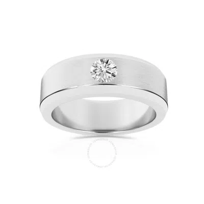 Brilliant Diamond 0.50 Carat 14k White Gold Men's Ring Round Cut Solitaire Lab Grown Diamond  Engage