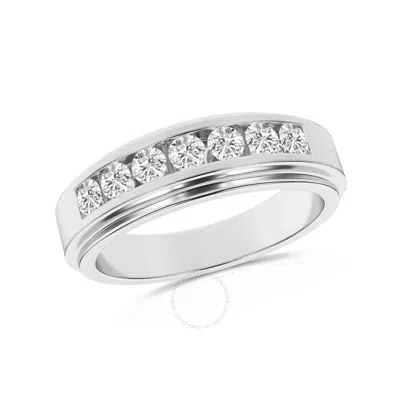 Brilliant Diamond 0.50 Carat 14k White Gold Ring For Men  Round Lab Grown Diamond  7-stone Men's Wed