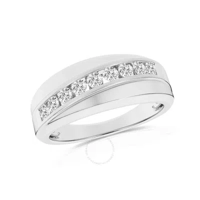 Brilliant Diamond 0.50 Carat 14k White Gold Solitare Ring For Men  Round Lab Grown Diamond  9-stone