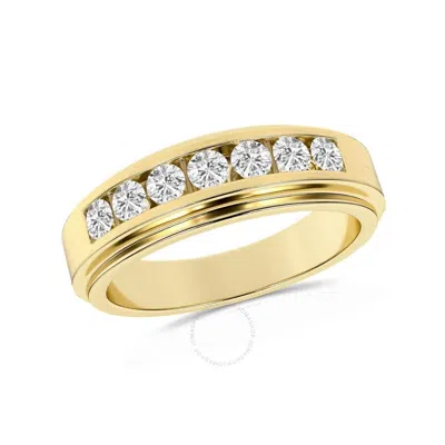 Brilliant Diamond 0.50 Carat 14k Yellow Gold Ring For Men  Round Lab Grown Diamond  7-stone Men's We