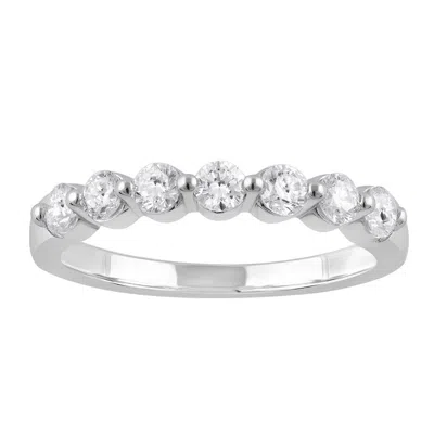 Brilliant Diamond 0.55 Carat 14k White Gold Round Cut Lab Grown Diamond Wedding Ring For Women- Colo