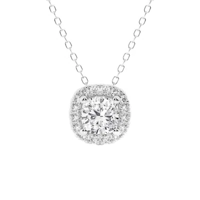 Brilliant Diamond 0.7 Carat 14k White Gold Cushion Cut Lab Grown Diamond 18" Center Stone Halo Penda