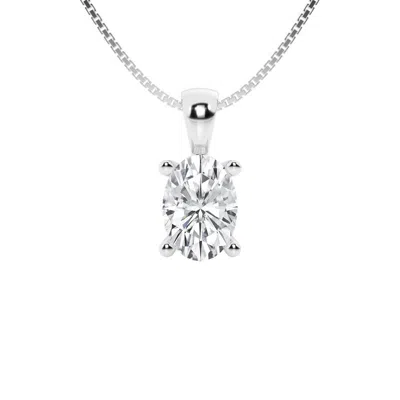 Brilliant Diamond 1 1/2 Carat Oval Lab Grown Diamond Solitaire Pendant In 14k White Gold