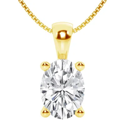 Brilliant Diamond 1 1/2 Carat Oval Lab Grown Diamond Solitaire Pendant Necklace In 14k Yellow Gold