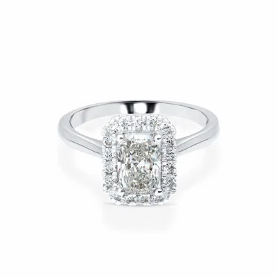 Brilliant Diamond 1 1/2 Carat Radiant Lab Grown Halo Diamond Engagement Ring In 14k White Gold