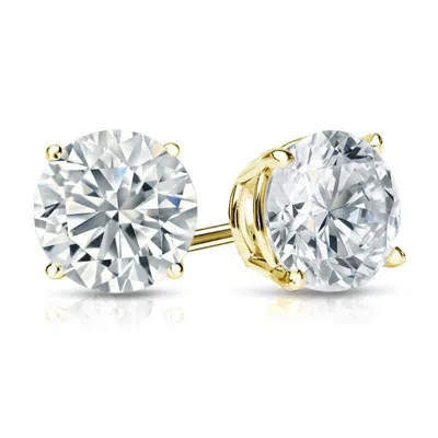 Brilliant Diamond 1 1/2 Carat Round Lab Grown Diamond Stud Earrings In 14k Yellow Gold