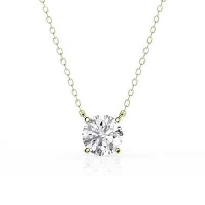 Brilliant Diamond 1 1/2 Carat Round Lab Grown Solitaire Diamond Pendant Necklace In ["yellow","gold Tone"]