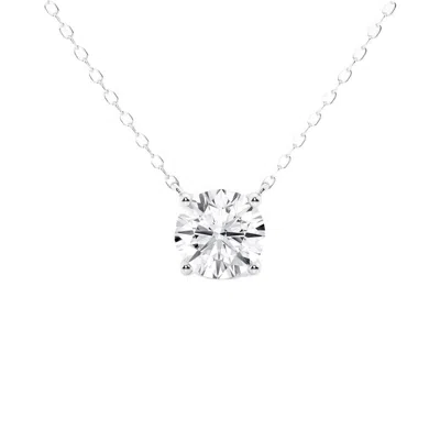 Brilliant Diamond 1 1/2 Carat Round Solitaire Lab Grown Diamond Pendant In 14k White Gold