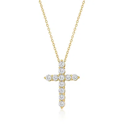 Brilliant Diamond 1 Carat Lab Grown Cross Pendant Necklace In 14k Yellow Gold