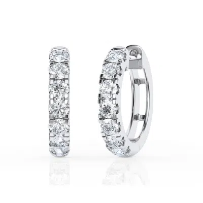Brilliant Diamond 1 Carat Lab Grown Diamond Huggie Hoop In 14k White Gold In ["white","gold Tone"]