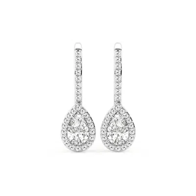 Brilliant Diamond 1 Carat Lab Grown Diamond Pear Drop Earrings In 14k White Gold