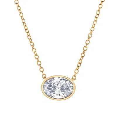 Brilliant Diamond 1 Carat Oval Lab Grown Diamond Pendant Necklace Set In 14k Yellow Gold