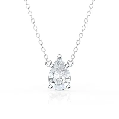 Brilliant Diamond 1 Carat Pear Lab Grown Diamond Pendant Necklace In Sterling Silver In ["white","green","silver Tone"]
