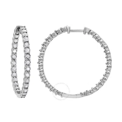 Brilliant Diamond 1 Carat Round Cut Lab Grown Diamond Hoop Earrings For Women | Sterling Silver With