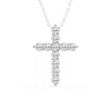 Brilliant Diamond 1 Carat Round Lab Grown Diamond Cross Pendant Necklace In Sterling Silver In Silver