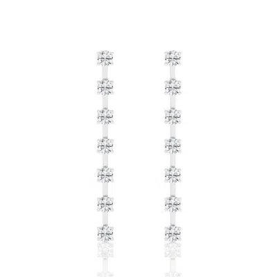 Brilliant Diamond 1 Carat Round Lab Grown Diamond Drop Earrings In 14k White Gold