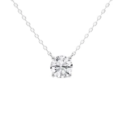Brilliant Diamond 1 Carat Round Lab Grown Diamond Pendant Necklace In 14k White Gold