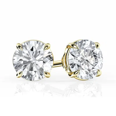 Brilliant Diamond 1 Carat Round Lab Grown Diamond Stud Earrings In 14k Gold Plated In ["yellow","gold Tone"]