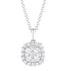 Brilliant Diamond 1 Carat Round Lab Grown Halo Diamond Pendant Necklace In Sterling Silver In Silver