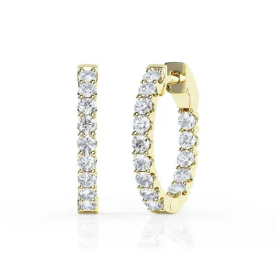 Brilliant Diamond 1 Carat Round Lab Grown Inside Out Diamond Huggie Hoop Earrings In ["yellow","gold Tone"]