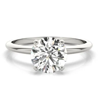 Brilliant Diamond 1 Carat Round Lab Grown Solitaire Diamond Engagement Ring In 14k White Gold