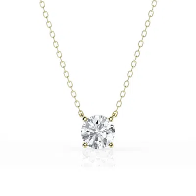 Brilliant Diamond 1 Carat Round Lab Grown Solitaire Diamond Pendant Necklace In ["yellow","gold Tone"]
