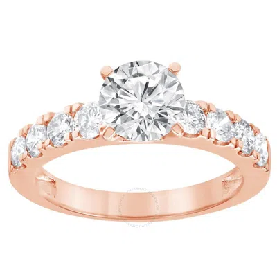 Brilliant Diamond 1 Cttw Prong Set 14k Rose Gold Round-cut Lab-grown Diamond Engagement Ring For Wom In Pink