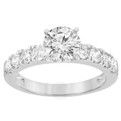 Brilliant Diamond 1 Cttw Prong Set 14k White Gold Round-cut Lab-grown Diamond Engagement Ring For Wo