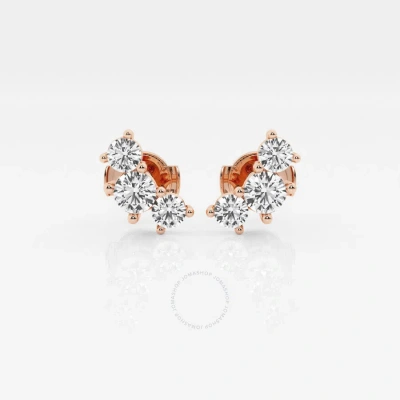 Brilliant Diamond 1 Cttw Round-cut Lab Grown Diamond Three Stone Fashion Stud Earrings For Women In Pink