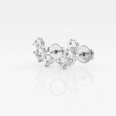 Brilliant Diamond 1 Cttw Round-cut Lab Grown Diamond Three Stone Fashion Stud Earrings For Women In Metallic