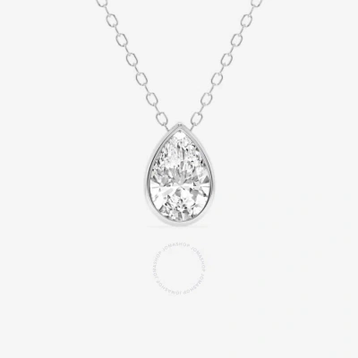Brilliant Diamond 1.00 Cttw 14kt White Gold Bezel Setting Pear-cut Lab Grown Diamond Pendant Necklac