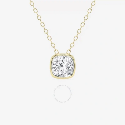 Brilliant Diamond 1.00 Cttw 14kt Yellow Gold Bezel Setting Cushion-cut Lab Grown Diamond Pendant Nec In White