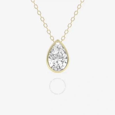 Brilliant Diamond 1.00 Cttw 14kt Yellow Gold Bezel Setting Pear-cut Lab Grown Diamond Pendant Neckla In White