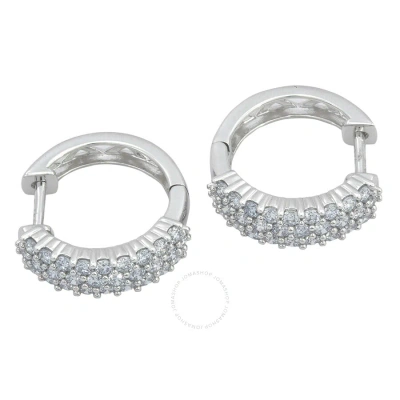 Brilliant Diamond 1.00 Cttw Multi-row Round-cut Lab Grown Diamond Hoop Earrings For Women In 14kt Wh In White