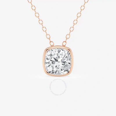 Brilliant Diamond 1.50 Cttw 14kt Rose Gold Bezel Setting Cushion-cut Lab Grown Diamond Pendant Neckl In White