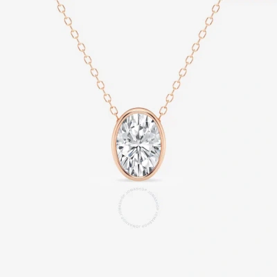 Brilliant Diamond 1.50 Cttw 14kt Rose Gold Bezel Setting Oval-cut Lab Grown Diamond Pendant Necklace In White