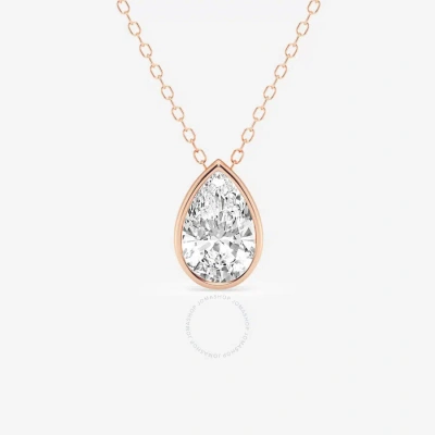Brilliant Diamond 1.50 Cttw 14kt Rose Gold Bezel Setting Pear-cut Lab Grown Diamond Pendant Necklace In White