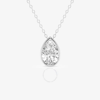 Brilliant Diamond 1.50 Cttw 14kt White Gold Bezel Setting Pear-cut Lab Grown Diamond Pendant Necklac