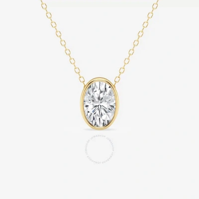 Brilliant Diamond 1.50 Cttw 14kt Yellow Gold Bezel Setting Oval-cut Lab Grown Diamond Pendant Neckla In White