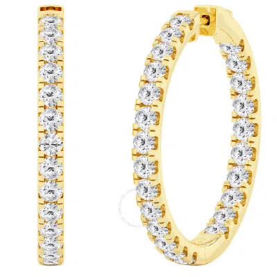Brilliant Diamond 10 Carat Inside-out Lab Grown Diamond Earrings For Women 14k Yellow Gold Hoop Earr