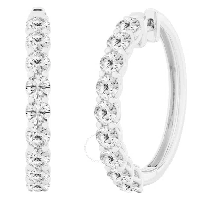 Brilliant Diamond 10 Carat Lab Grown Diamond Earrings For Women 14k White Gold Hoop Earrings | (f-g