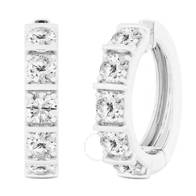 Brilliant Diamond 10 Carat Lab Grown Diamond Earrings For Women 14k White Gold Huggie Hoop Earrings